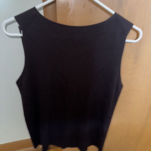 Eileen Fisher   Black Silk Stretch Jersey Scoop Neck Tank Top Size Medium - Picture 3 of 6